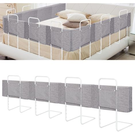 SWANEW Sponda Letto Griglia di protezione per il Letto Bambini 50 cm Barriere per letto Anticaduta Regolabile in Altezza per Letto. Protezioni Laterali Regolabili. 4 Pezzo. Grigio Lino (1/5)