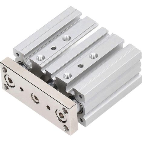 Pneumatikzylinder mit 3 Kolbenstangen, doppeltwirkend, 16 mm Bohrung, 20 mm Hub, mit Führung, SMC-Typ