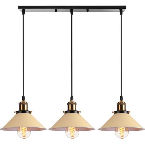 3 Luces Lámpara De Techo Vintage Ø22CM Amarillo Lámparas De Colgar Industrial Lámparas De Colgar De Estilo Retro Lámpara De Techo De Hierro Metálico