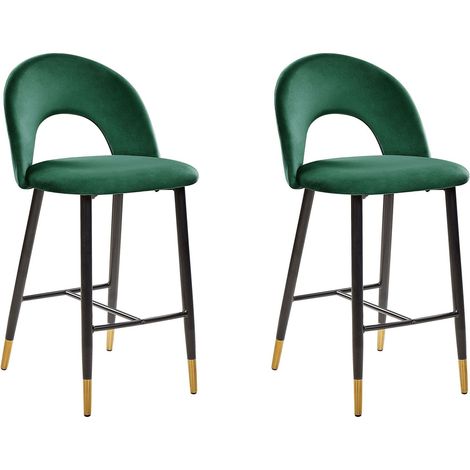 Set mit 2 Barstühlen FALTON Samtstoff Smaragdgrün