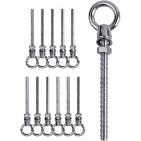 12 PCs Boulon à œil , Boulon à œil M8 x 80mm , Anneau de levage M8, Boulon à œil en acier inoxydable 304 , Crochet à visser Boulon à œil M8 (1/5)