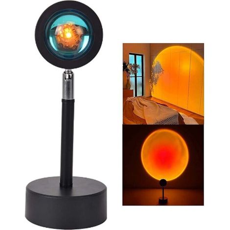 Lampe de coucher de soleil projecteur lumière de coucher de soleil éternelle, lampe de projection de coucher de soleil arcenciel halo rouge pour la maison fête salon chambre décor (1/4)