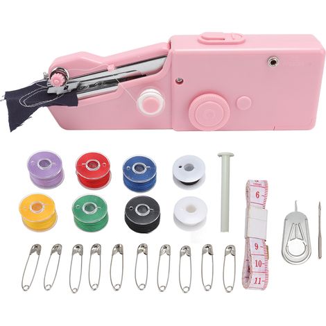 Machine à coudre portable électrique lissage couture outil de couture maison voyage rose (1/5)