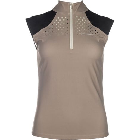 XXL, grigio talpa e beige: Top smanicato per equitazione da donna modello Amalfi taglio laser