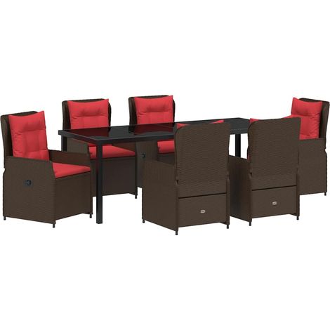 Maison Exclusive - Set da Pranzo per Giardino 7 pcs Marrone Poly Rattan