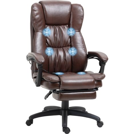 Silla de masaje con 6 puntos de masaje con altura ajustable giratoria reclinable reposapiés retráctil y control remoto 68,5x68,5x113-121 cm (1/5)