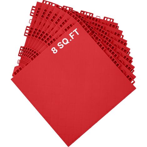 Plaquettes de sol pour hockey, 12 x 12 po, 8 pièces, surface d'entraînement polyvalente, tapis de danse, équipement pour tirs (Rouge, 8 pi²/boîte) (1/5)