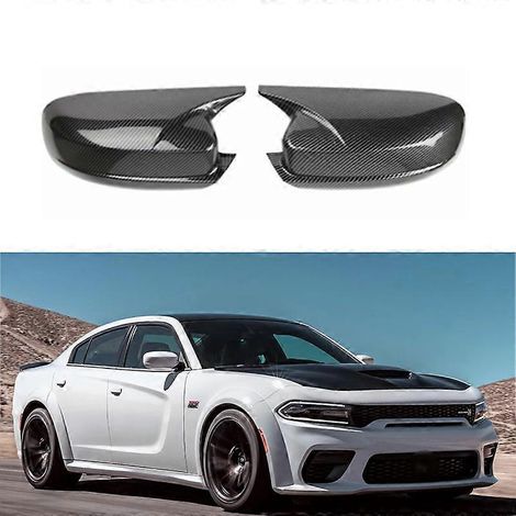 Passend für Dodge War Horse Modified Charger Hupen-Rückspiegelabdeckung, Dekoration, Rückspiegelabdeckung – Kohlefaser, rechte Seite