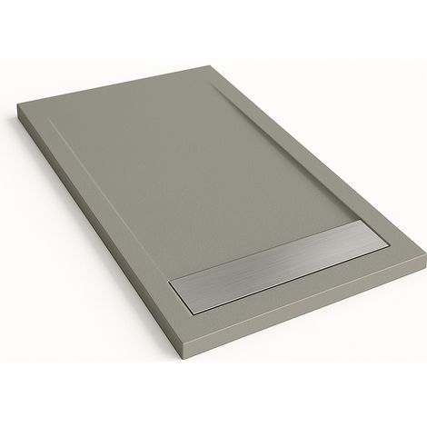 Duschwanne Bidai mit Rahmen Farbe Zementgrau RAL 7005 70x90cm Abdeckung Edelstahl