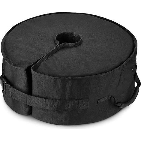 Sac de lestage pour pied de parasol, sac à sable rond 18 pouces en Oxford 1680D, capacité max. 40 kg, universel pour parasol déporté et stand de marché, résistant aux intempéries, noir (1/5)