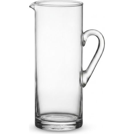 Caraffa in Vetro con Manico Brocca da Tavola capiente 1.8 Litri Moderna Grande Trasparente Lineare design Cilindrica contenitore per Acqua Succhi e Vino Diametro 10 cm Altezza 26 cm elegante (1/5)
