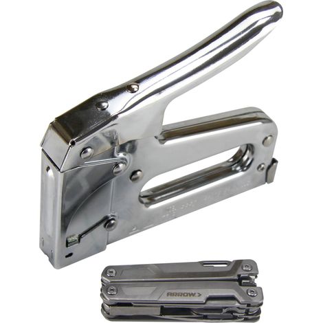 Arrow AT50-MULTI Heavy-Duty Staple Gun with Free Multi-Tool Kit for Versatile Fastening and Upholstery Projects