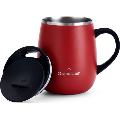Tasse à Café Thermique 480 ml - Double Paroi en Acier Inoxydable Avec Poignée et Couvercle Coulissant Anti-Éclaboussures - À Emporter (1/5)