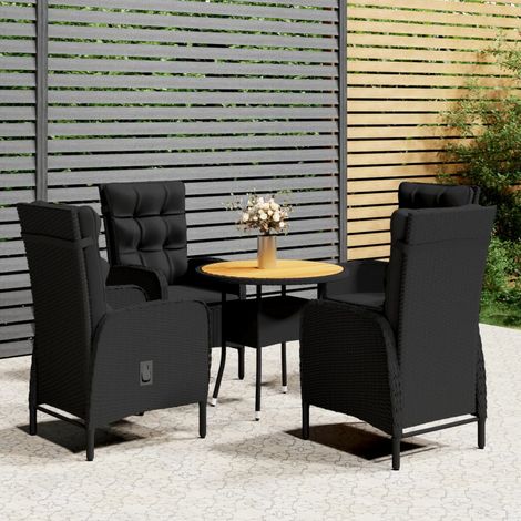 Ensemble Table et Chaises de jardin 5 pcs Mobilier de bistro Résine tressée Noir 14067 (1/5)