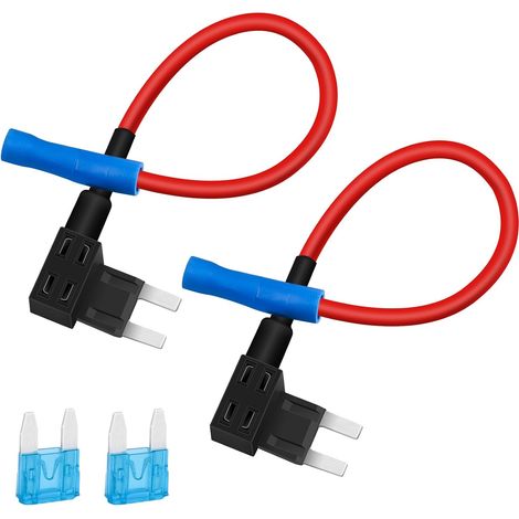 2 Pcs Mini Dual Slot Fuse Holder with 2 Mini 15A Car Fuse Adapter for Car, Truck, Boat (1/5)