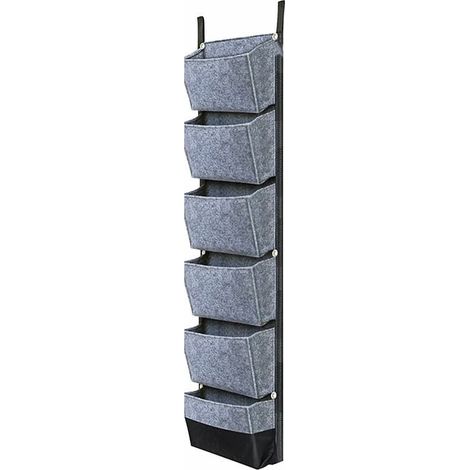 Sac De Culture Suspendu - 6 Poches - Jardin Vertical - 107 X 30 Cm - Gris - Tissu Non Tissé Respirant