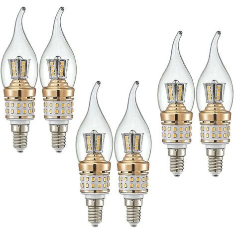 CCYKXA Ampoules Bougies LED E14 10W Petites Ampoules à Vis Candélabre LED Non Graduable Lustre Blanc Chaud 3000K Lampes à Économie D'énergie Vintage(Équivalent à 90W) 6Paquets (1/5)