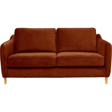 Canapé convertible ouverture express 2 places en velours - Rouille - VORNAY (1/5)