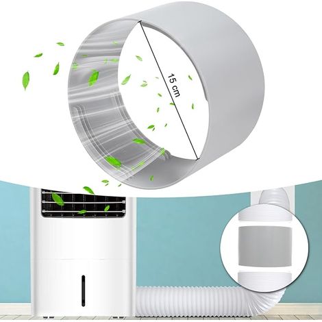 Tuyau D'évacuation de Climatiseur Adaptateur, Tuyau D'échappement Portable Ø150mm, Adaptateur de Tuyau Fenetre Clim Mobile, Connecteur de Tuyaux ABS Adaptateur Fenêtre pour Climatiseur (1/5)