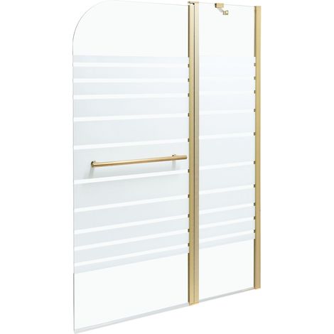 Paroi de Douche Minimaliste en Verre Trempé avec Porte 140 x 100 cm Doré Tuapi