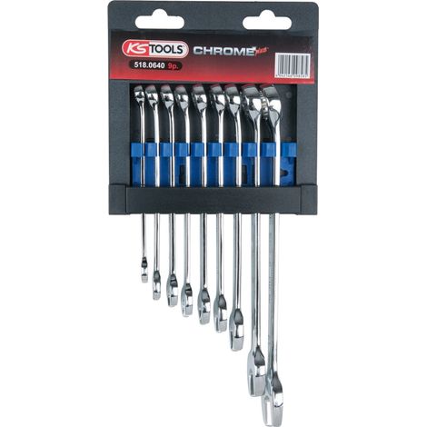 KS Tools CHROMEplus Ringmaulschlüssel-Satz, abgewinkelt, 9-tlg