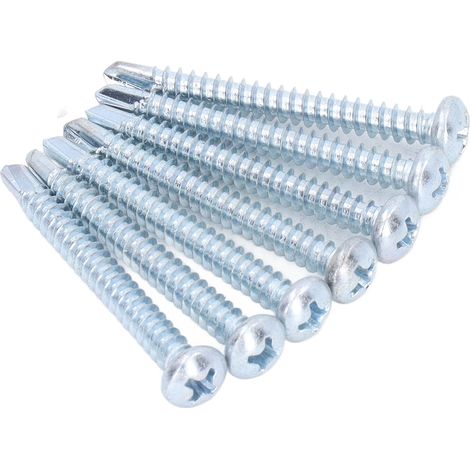 50 Stück 4,2 x 38 mm selbstbohrende Schrauben mit Rundkopf aus verzinktem Kohlenstoffstahl für Heimwerkerarbeiten (1/5)