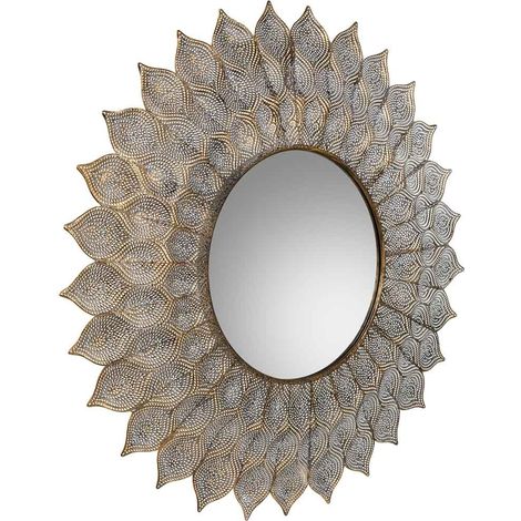 Espejo de pared de metal dorado 90x4x90