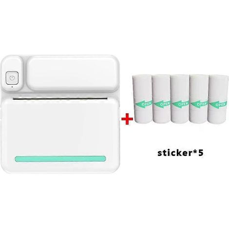 Imprimante de poche Bluetooth sans encre - 200 DPI, compacte, autocollants bleus (x5) (1/2)