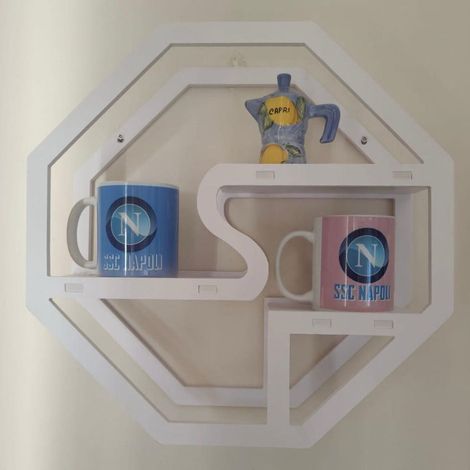 TrAdE Shop Traesio - Mensola Da Parete Decorativa Bianca Per Casa Design Geometrico Moderno Con Ripiani - (1/4)