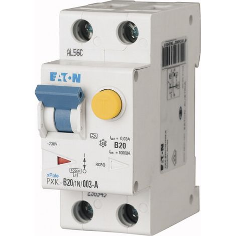 Disjoncteur différentiel magnéto-thermique Eaton 20A 1P+N, sensibilité 30mA Type C, Eaton Moeller ( Prix pour 1 )