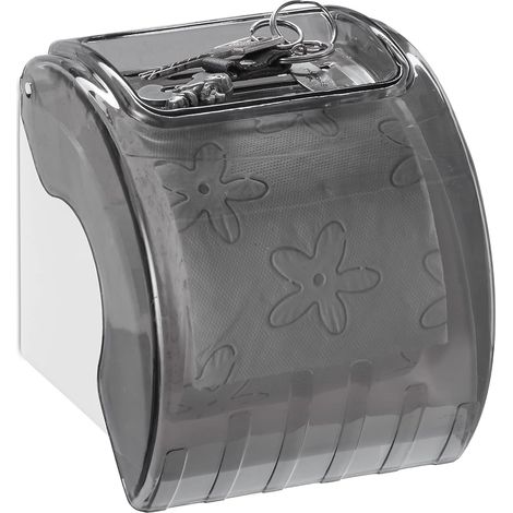 Porte-Papier Toilette avec Rangement et Couvercle, Support en Plastique HxLxP: 15 x 13,5 x 15 cm, Gris-Vert (1/5)