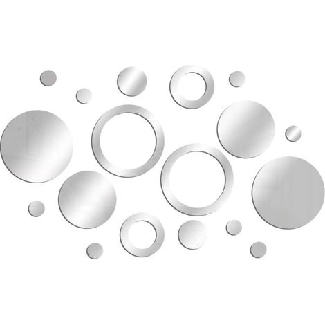 Lot de 18 autocollants muraux effet miroir - Papier peint acrylique argenté - Décoration murale pour chambre à coucher, salon, décoration d'intérieur