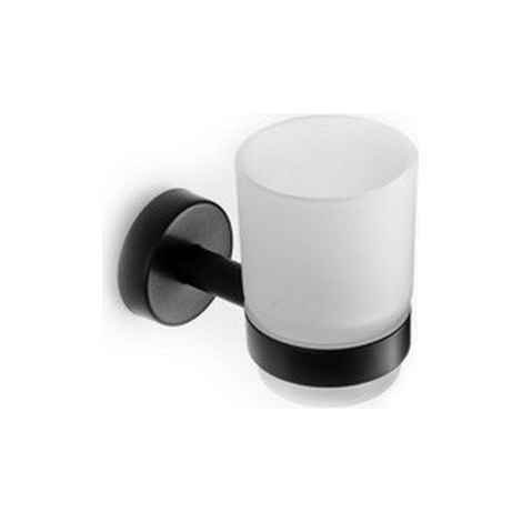 Portabicchiere vetro e acciaio inox nero opaco installazione a parete  MIRA-N kamalu