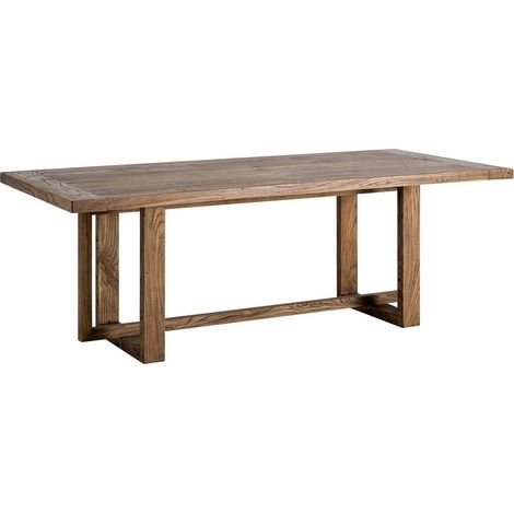 Table de salle à manger contemporaine en bois d'orme marron marbré - Marron bois d'orme marbré (1/5)