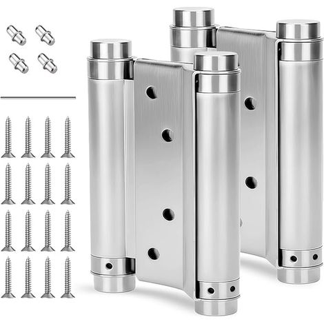 Heavy Door Hinge, Stainless Steel Spring Hinges, Saloon Door Hinges, Swing Door Hinge for Saloon Cafe Bar Double Door (100mm) (1/5)