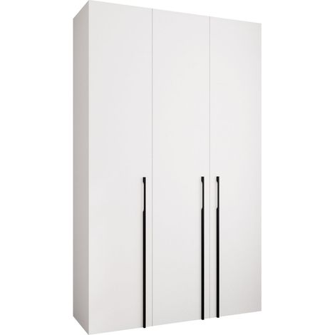 Armario Hartford 571, Blanco, 246x150x52cm, Puertas de armario: Con bisagras, Número de estantes: 7 (1/5)