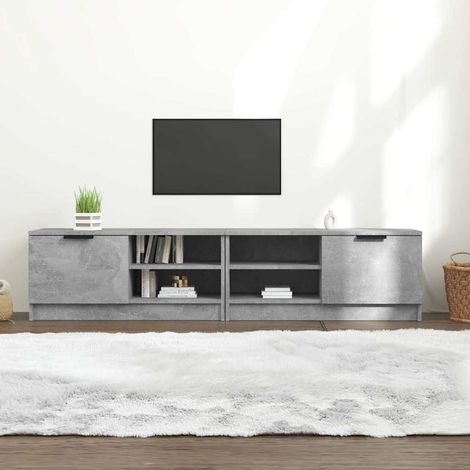 vidaXL Mueble de TV 2 pzas madera contrachapada hormigón 80x35x36,5 cm (1/5)