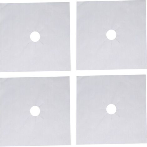 4 Pièces Couvercles de Feu PTFE Antiadhésifs, Protections pour Plaques de Cuisson Gaz 27x27cm Noir, Revêtement 0.1mm