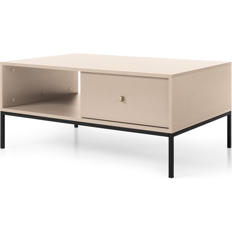 Couchtisch in beige, Fußgestell schwarz, MALAGA-160 (1/5)