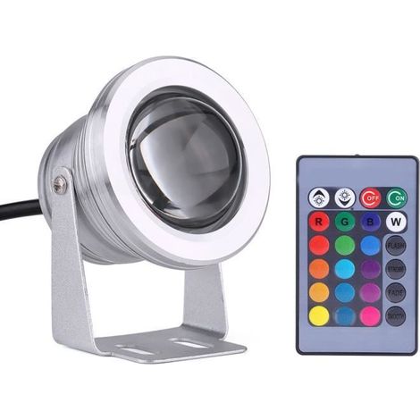 ZJCHAO Lumière LED extérieure marine 10W 12V RGB, spot étanche avec télécommande, blanc.