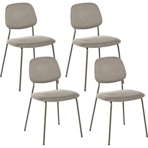 Conjunto de 4 sillas de comedor patas de hierro sin reposabrazos tapas para las patas diseño minimalista moderno apilables gris pardo Riley (1/5)