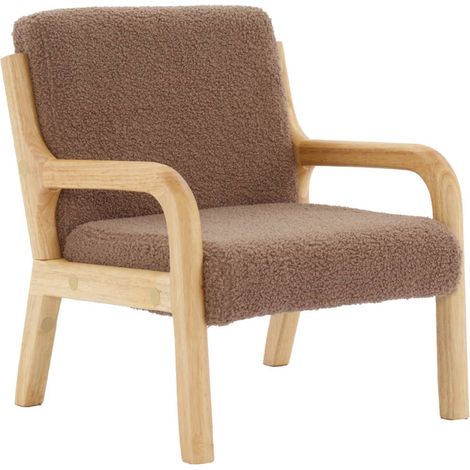 Scandinavian children's armchair in wood and bouclette fabric brown 45x43x50 cm - Lorens kids