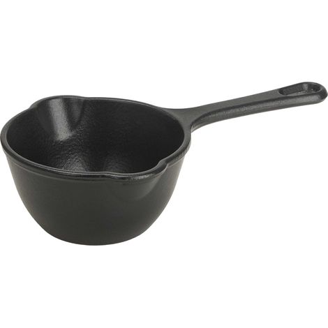 Victoria 34870 Cazo Cocina Inducción Hierro Fundido Esmaltado Salsero 0,4 L, Apto Barbacoa, Horno, Cast Iron  Negro
