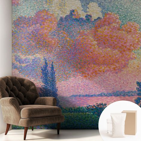 Tapete Vliestapete mit Kleber - Wanddekoration Wohnzimmer - Tapete Schlafzimmer Farbenfrohe Landschaft 250x250 cm (1/5)