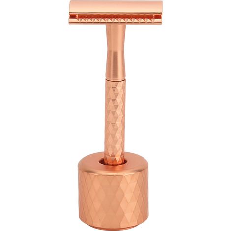 Kit de tondeuse à barbe manuelle à double tranchant pour homme, avec manche long et support. (1/5)