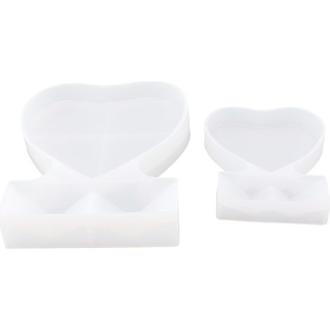 Lot de 2 moules en silicone en forme de cœur pour créer et personnaliser des cadres photo pour la décoration intérieure. (1/5)