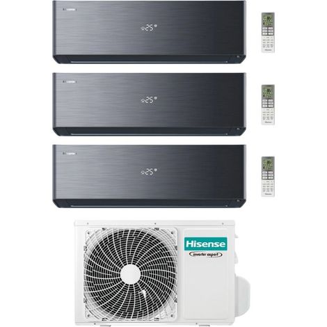 Hisense Climatizzatore Energy Pro X Black Trial Split 9+9+9 con 3AMW52U4RJC Inverter Wi-Fi R-32 Classe A++