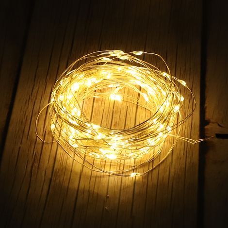 Guirlande lumineuse LED fil de cuivre 10 m / 32,8 ft USB pour décoration Halloween maison fête Blanc chaud (1/5)