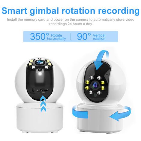 Decdeal 1080p Smart WiFi Camera System Monitor sans fil 350 ° Rotation Motion Détection Night Vision bidirectionnelle Application Télécommande pour le bureau à domicile (1/5)
