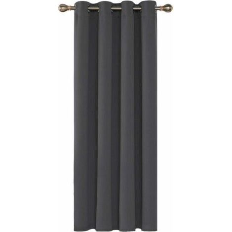 Rideaux Occultants Isolant Thermique, 140x240 CM (Largeur x Hauteur), Rideaux pour Salon et Chambre, Design Moderne à Oeillets, Gris Foncé, 1Pièces (1/5)